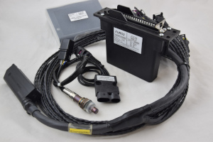 Kit completo di centralina controllo motore EFI Technology Euro2 con cablaggio standard per motore 4 cilondri gestione motore semifasato e sequenziale fasato con 4 bobine singole iniezione fasata controller digitale per sonda lambda a banda larga wide band per automappatura benzina tempi di iniezione e correzione carburazione in closed loop per controllo carburazione e modifica in tempo reale clc Euro2
