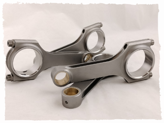 Bielle forgiate in acciaio con lavorazione ricavate dal pieno, profilo ad H realizzate a disegno oppure a campione elaborazione motori da competizione preparazione motore alfa romeo turbo bulloni arp equilibratura bielle in acciaio per motori da corsa