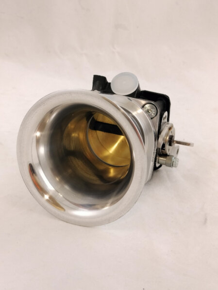 corpo farfallato singolo diametro 45 mm per realizzazione kit aspirazione racing per iniezione elettronica su motore bmw s54 6 cilindri 24 valvole applicazione su collettore aspirazione fiat 127 con gestione 8 iniettori iniezione alta e bassa gestione elettronica efi technology euro2plus cablaggio motore 8inj per doppia rampa di iniezione