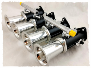 kit aspirazione diretta jenvey dynamics per preparazione motori aspirati e turbo corpi farfallat singoli doppio corpo tipo dcoe conversione iniezione elettronica incremento potenza motori kit car conversione 4 corpi farfallati rail flauto iniettori maggiorati trombette in alluminio aspirazione cornetti tromboncini efi technology euro2plus doppi iniettori