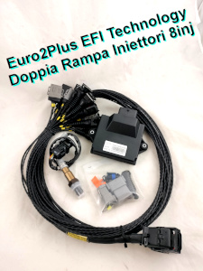 kit efi technology euro2plus preparazione motori aspirati kit car corpi farfallati singoli o doppio corpo jenvey euro2 plus preparazione motore turbo o aspirato cablaggio standard per mtori 4 cilindri con uscite per gestione 8 iniettori configurazione bobine singole accensione sequenziale fasata bobine singole R8 elettronica ecu programmabile da competizione