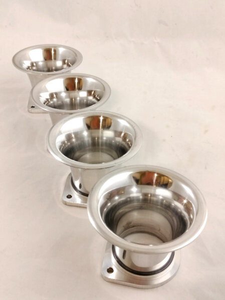 trombette di aspirazione cornetti per corpi farfallati jenvey in alluminio per crpi farfallati singoli e doppio corpo diametro 40 42 45 48 mm lunghezze 20 40 60 90 120 mm preparazione motori fiat 128 ford cosworth fiat tipo 16 valvole